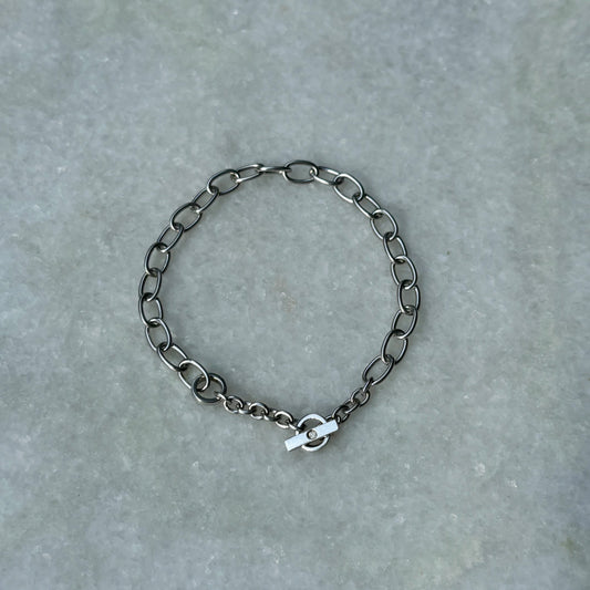 Sterling Silver Crystal T-Bar Chain Bracelet