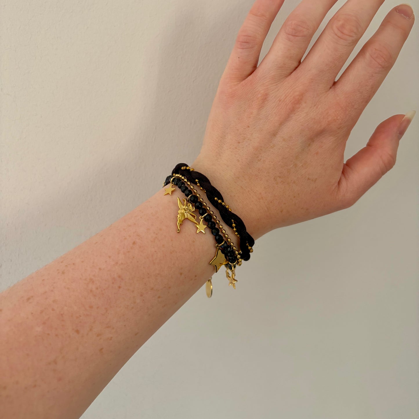 Disney Couture Black and Gold Tinkerbell Charm Bracelet