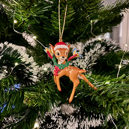 Bambi with Winter Hat and Garland Christmas Decoration