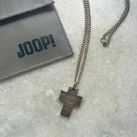 Designer Joop Sterling Silver Logo Cross Necklace