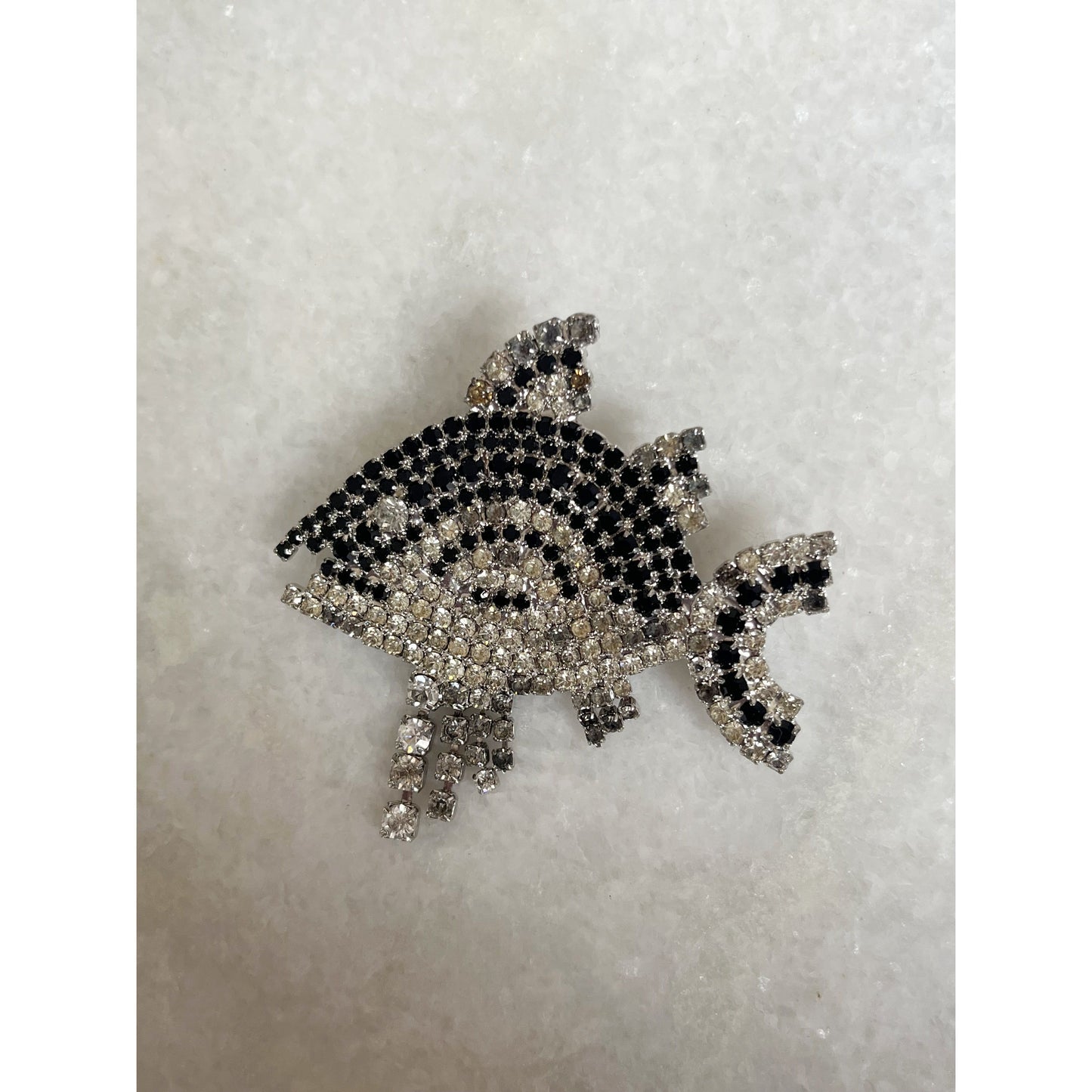 Vintage Rhinestone Fish Brooch