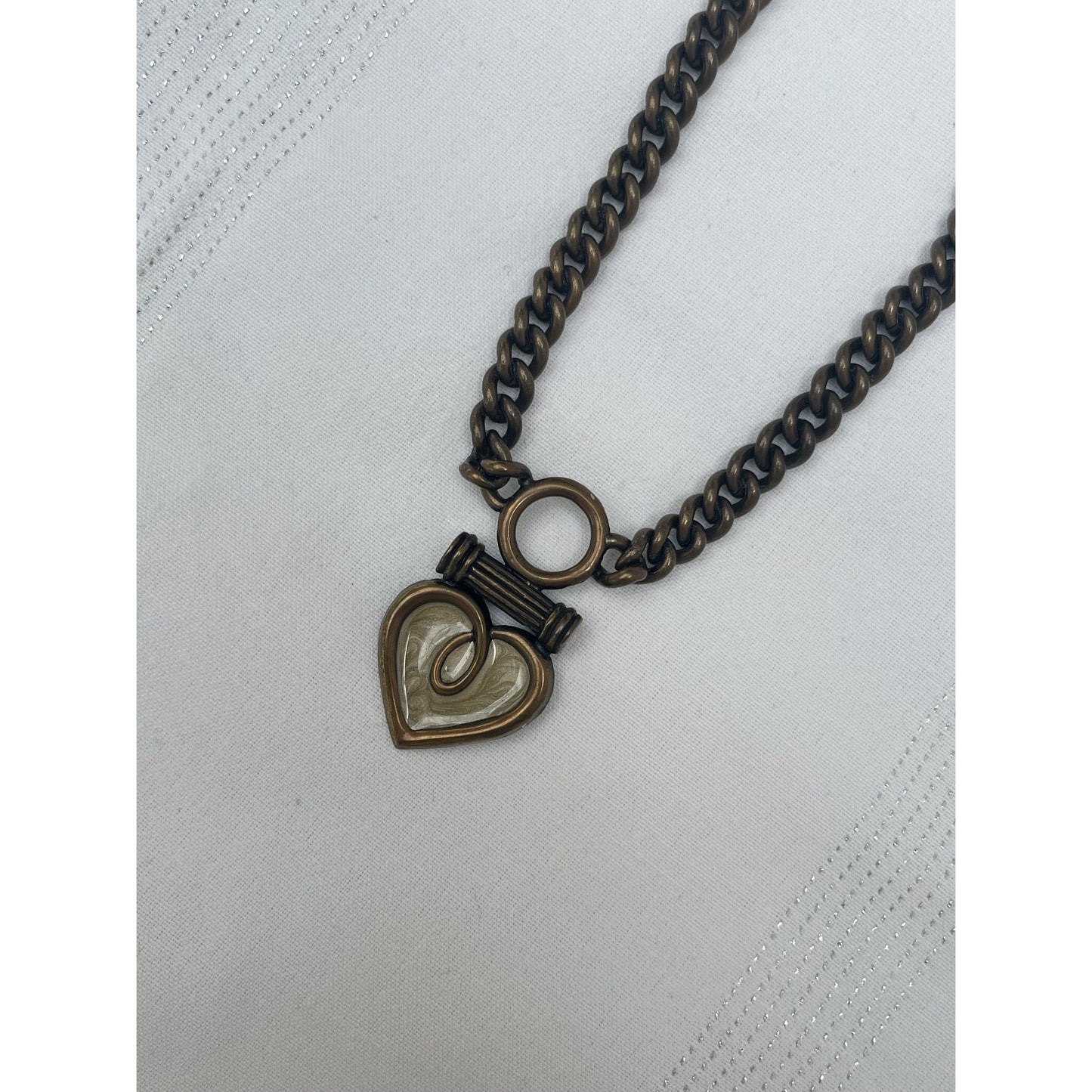 Deadstock Vintage Antiqued Heart Chunky Chain Necklace