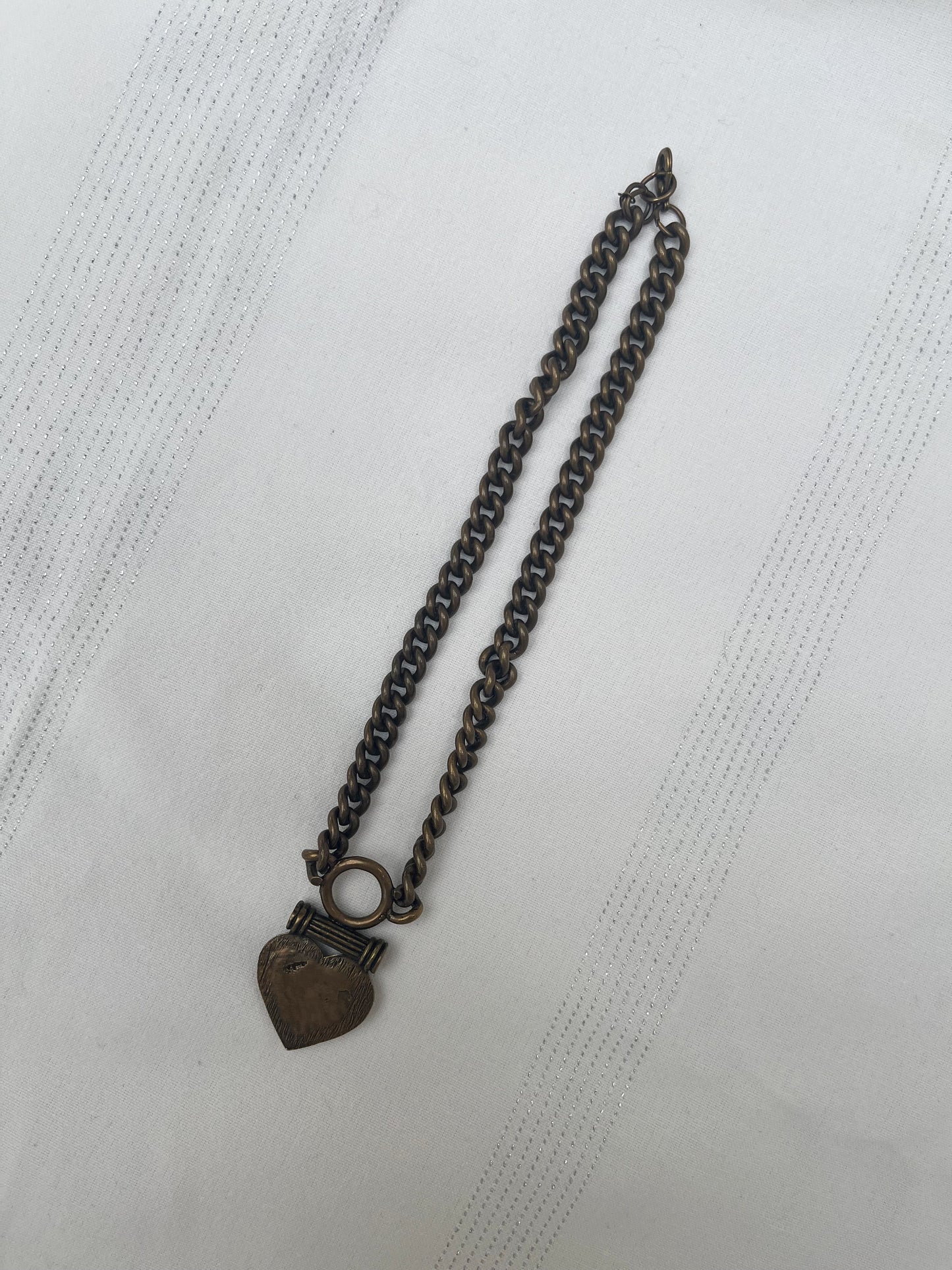 Deadstock Vintage Antiqued Heart Chunky Chain Necklace