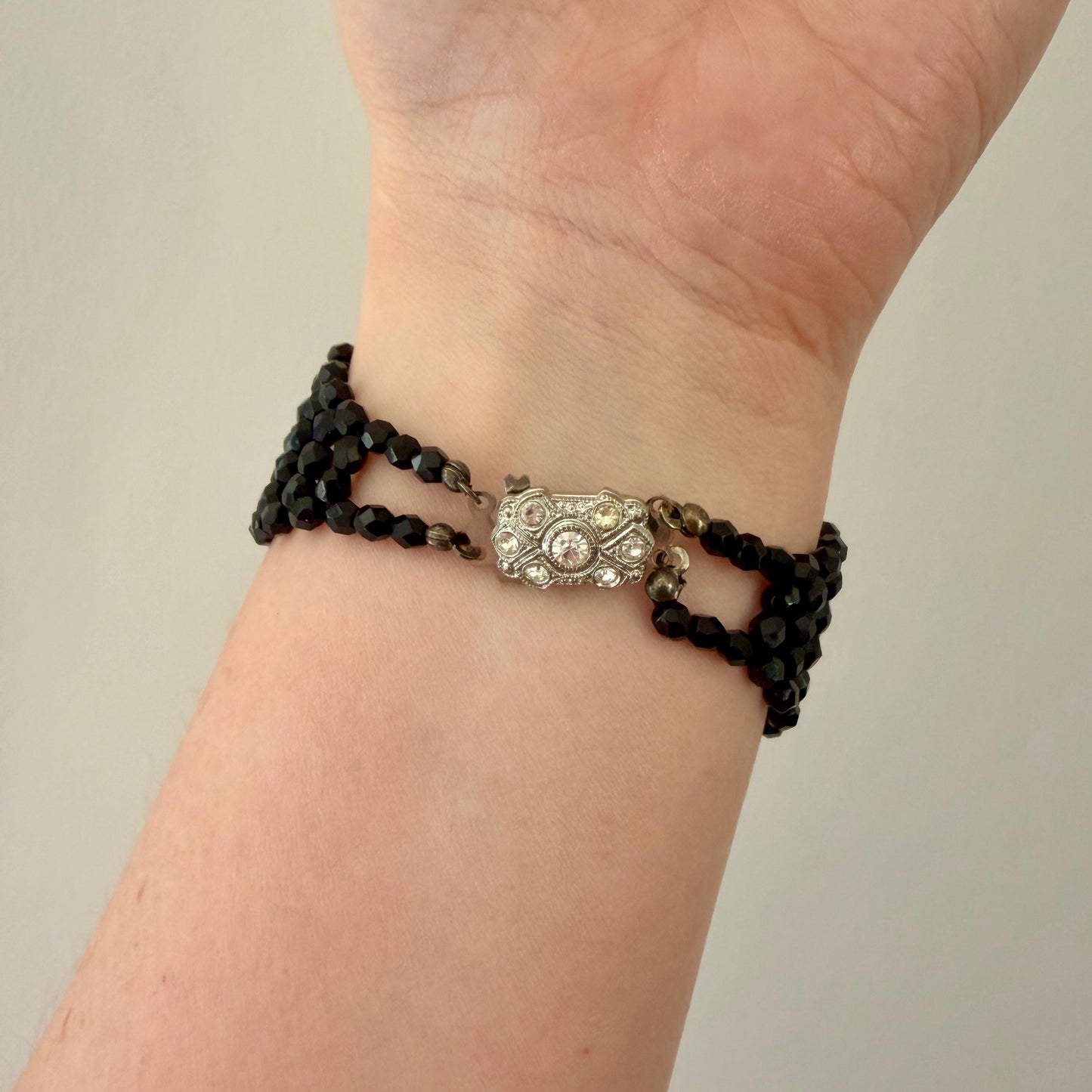 Victorian French Jet Star Beaded Bracelet