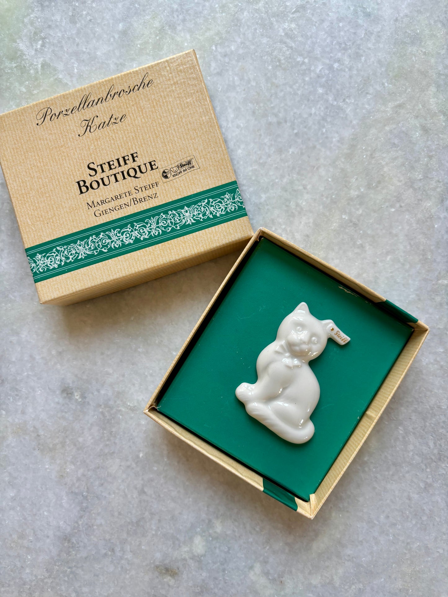 Rare Steiff Boutique China Cat Brooch in Giftbox Made in Germany