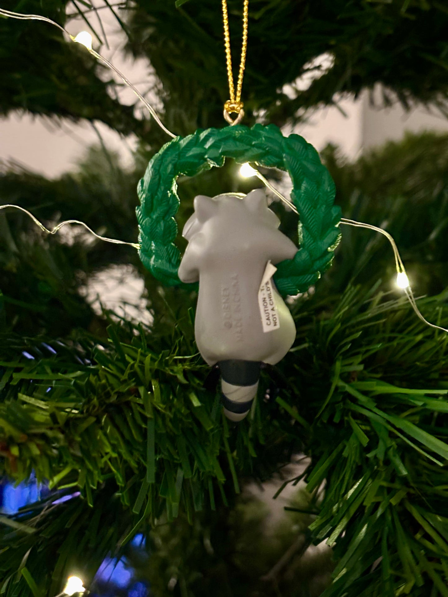 Meeko the Raccoon in Wreath Christmas Decoration