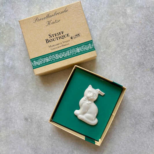 Rare Steiff Boutique China Cat Brooch in Giftbox Made in Germany