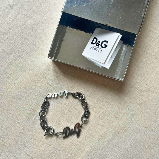 D&G Jewels Silver Tone Logo Love Bracelet by Dolce & Gabbana