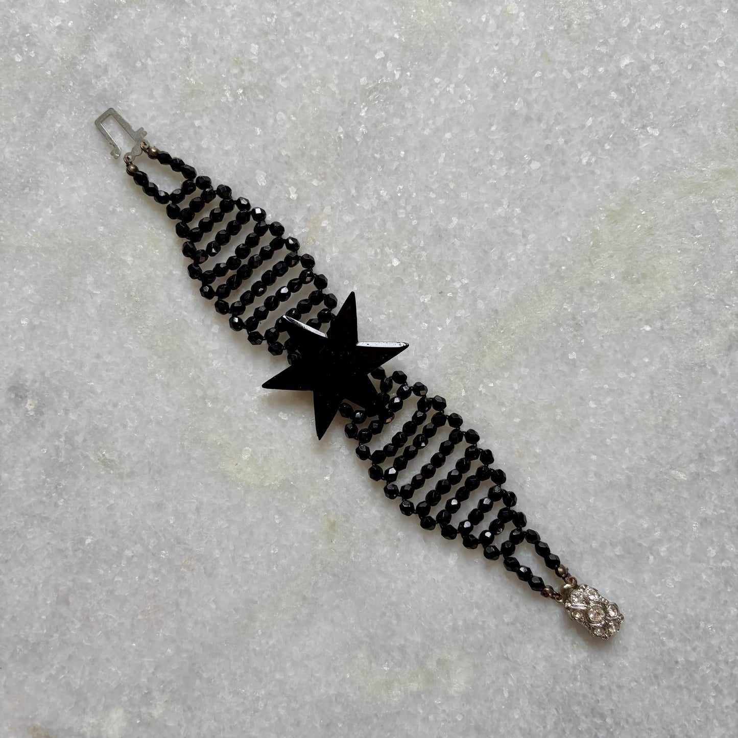Victorian French Jet Star Beaded Bracelet