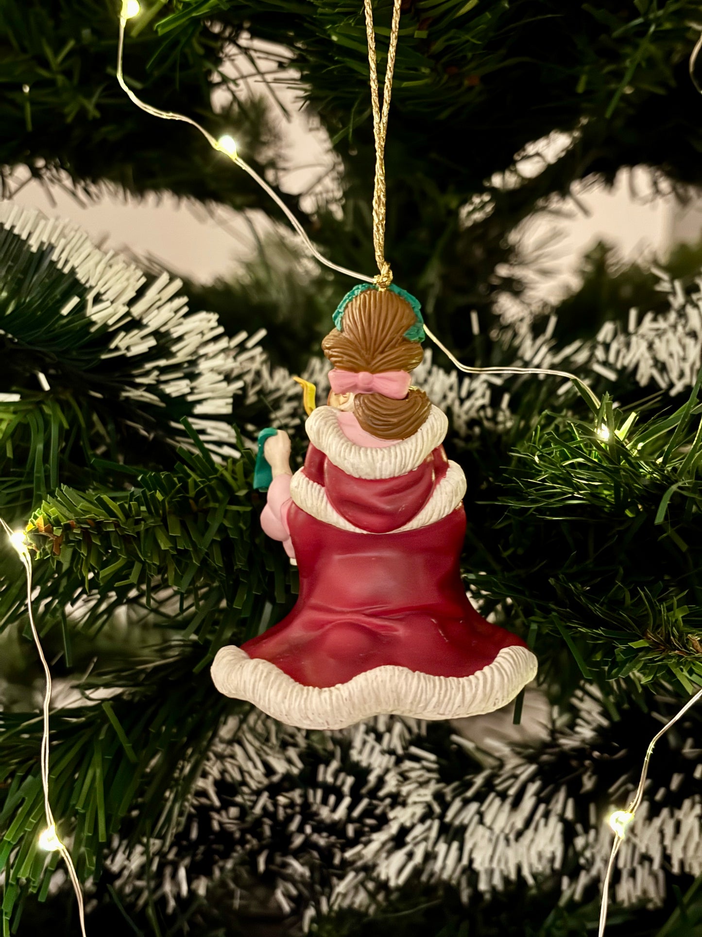 Beauty & The Beast Belle with Cogsworth in Present Christmas Decoration