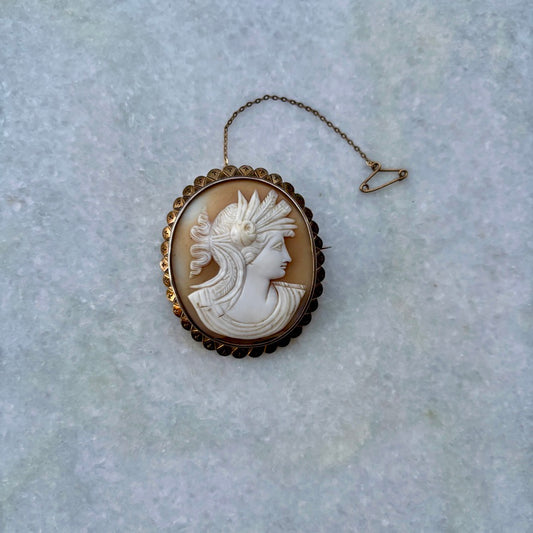 Roman Style Carved Shell Cameo Brooch