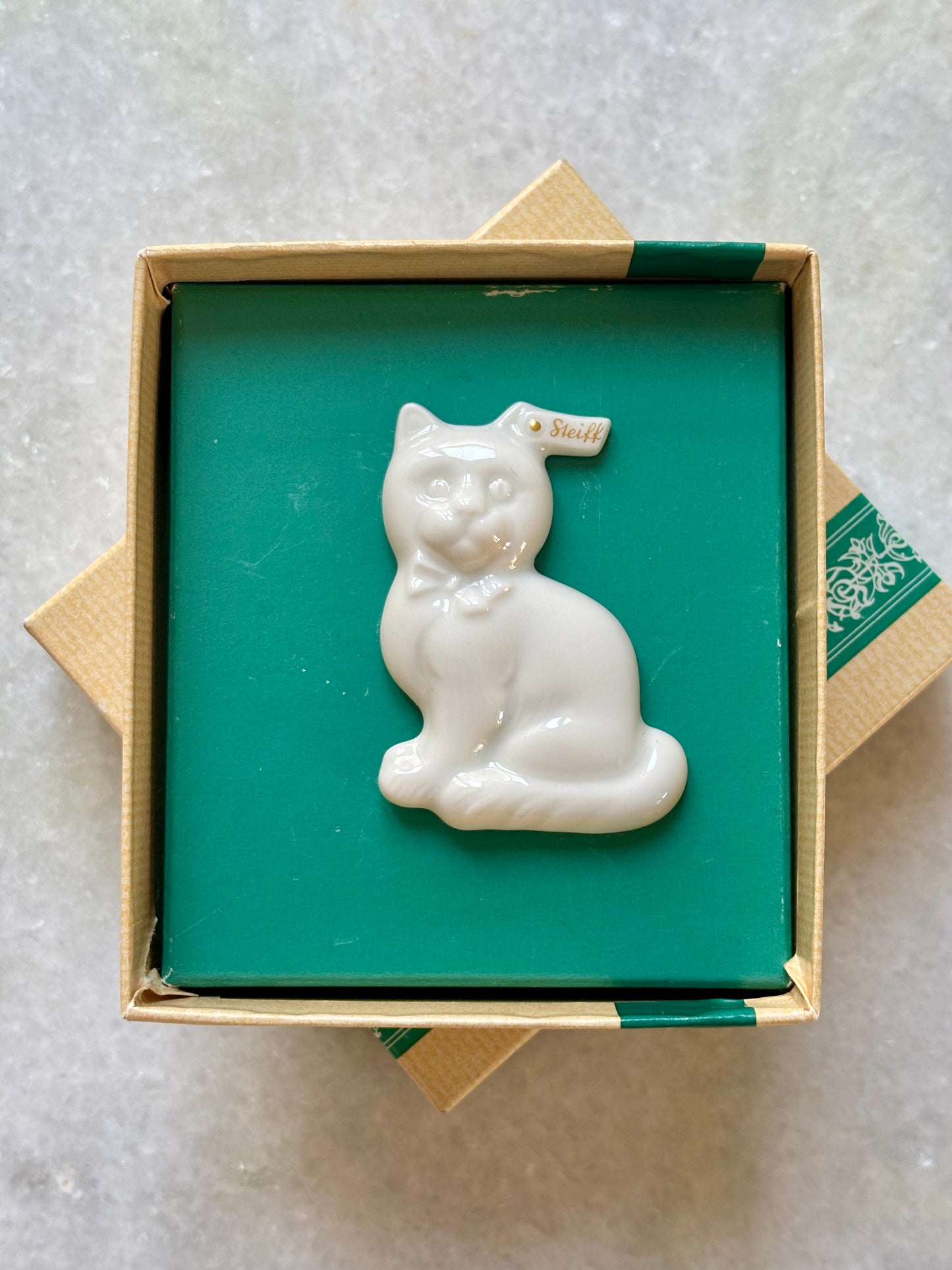 Rare Steiff Boutique China Cat Brooch in Giftbox Made in Germany