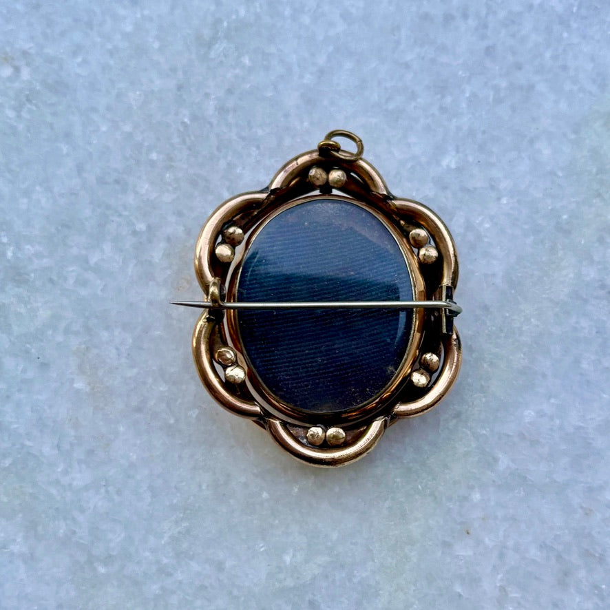 Antique Victorian Pinchbeck Swivel Mourning Brooch