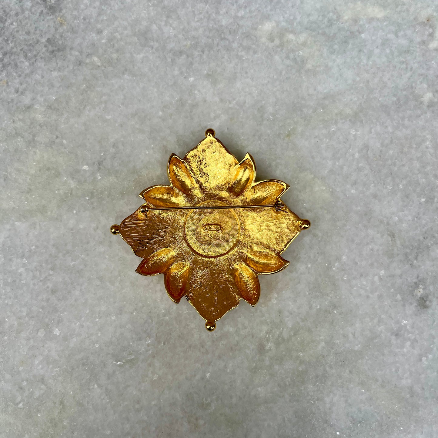 Vintage Fendi Crest Maltese Cross Style Brooch