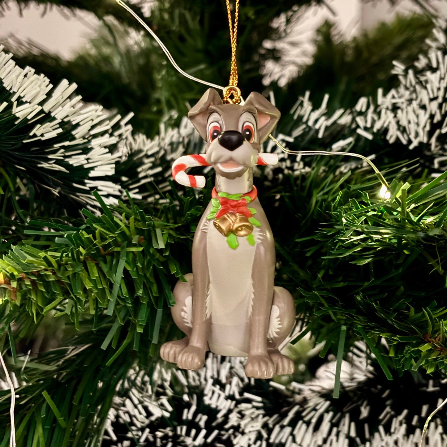 Tramp with Candy Cane Christmas Decoration