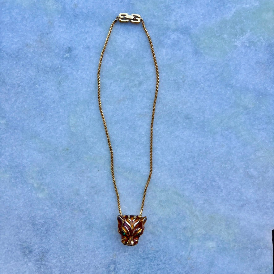 Vintage Tiger Necklace with Givenchy Logo Clasp