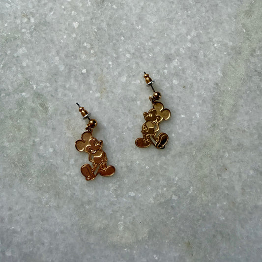 Vintage Disney Designs Gold Plated Mickey Mouse Earrings