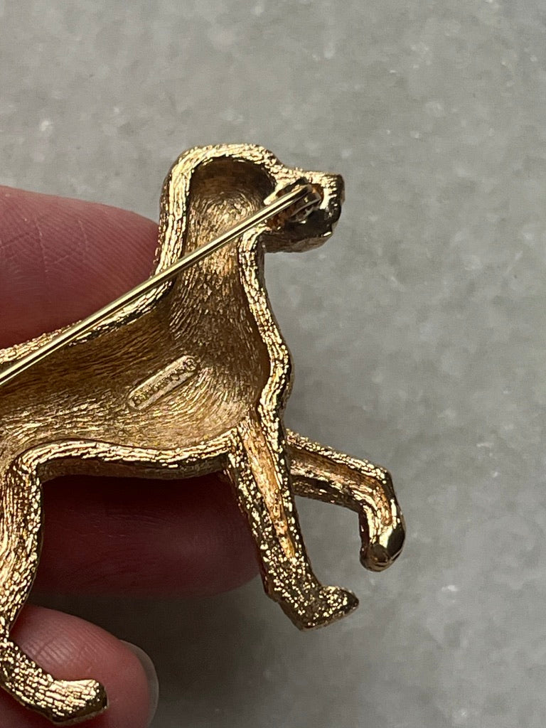 Burberry Gold Plated Labrador Dog Brooch