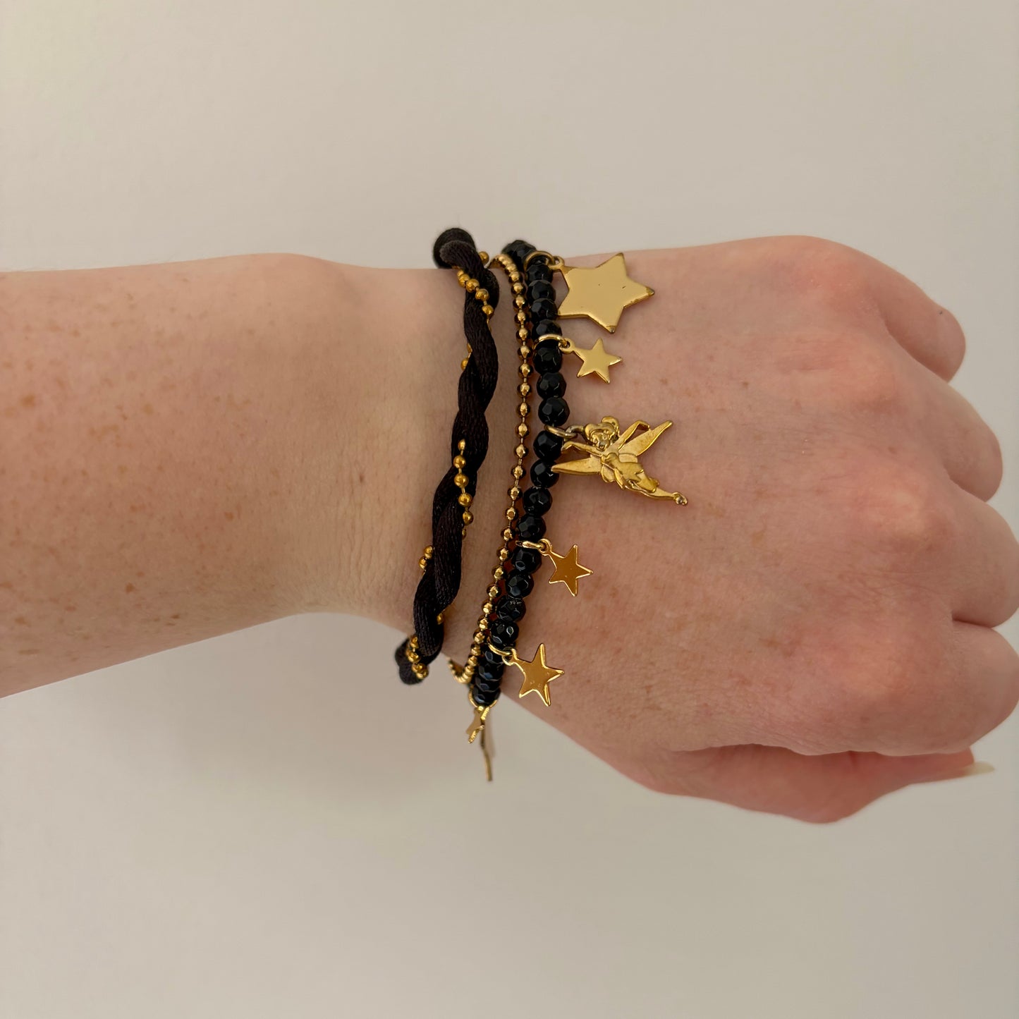 Disney Couture Black and Gold Tinkerbell Charm Bracelet