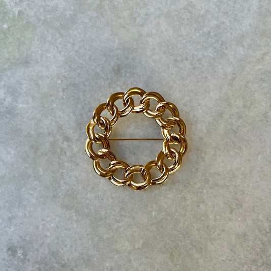 Monet Gold Plated Chunky Chain Wreath Brooch