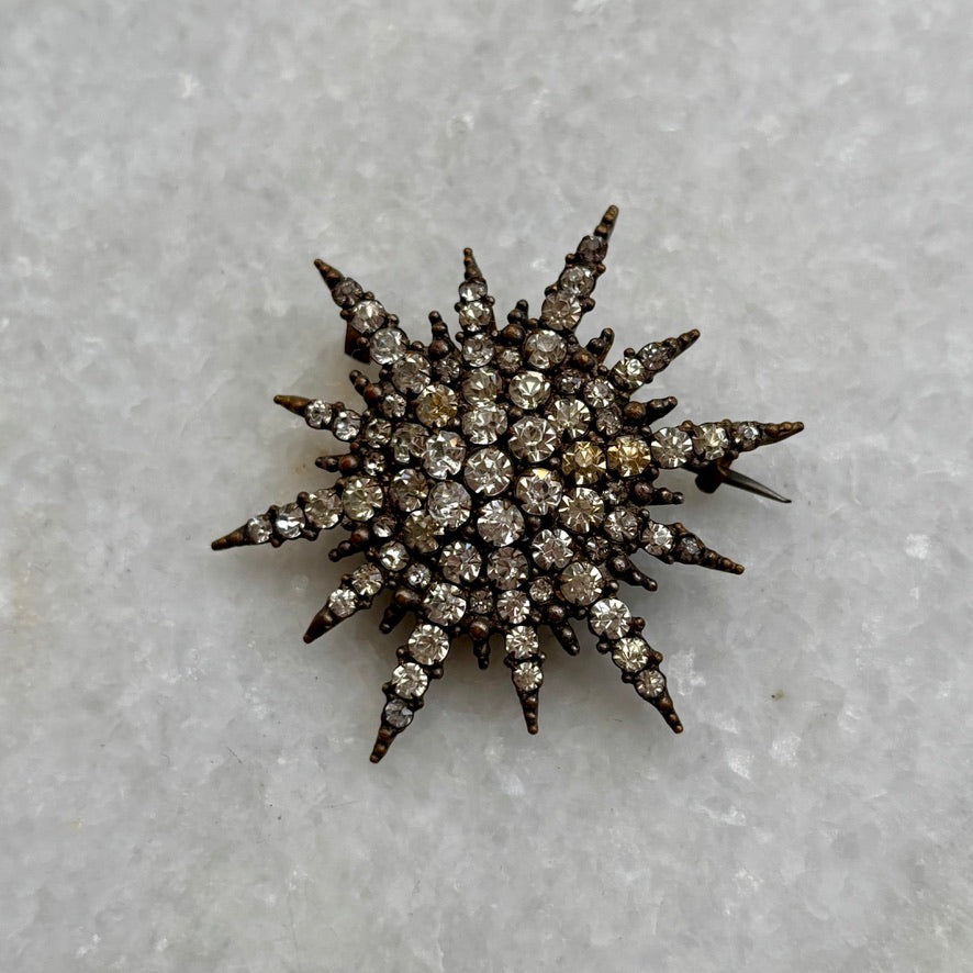 Early Victorian Sparkling Star Paste Stone Brooch