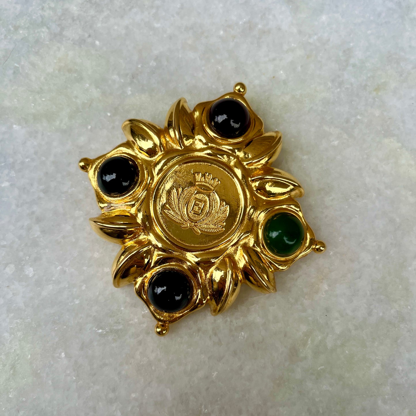 Vintage Fendi Crest Maltese Cross Style Brooch