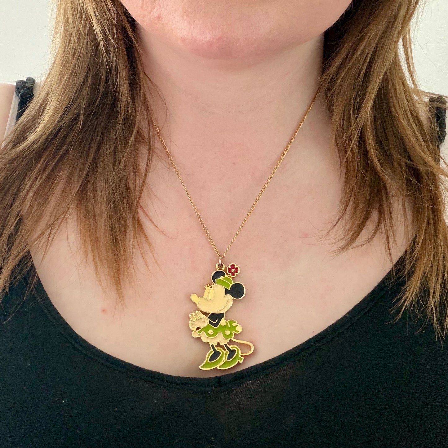Vintage Minnie Mouse Pendant Necklace by Walt Disney Productions