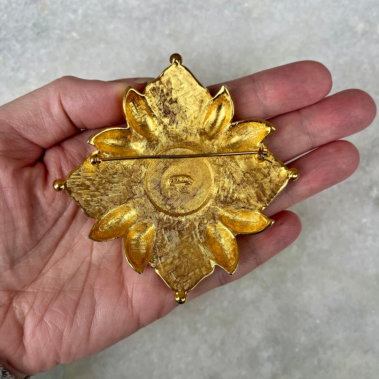 Vintage Fendi Crest Maltese Cross Style Brooch