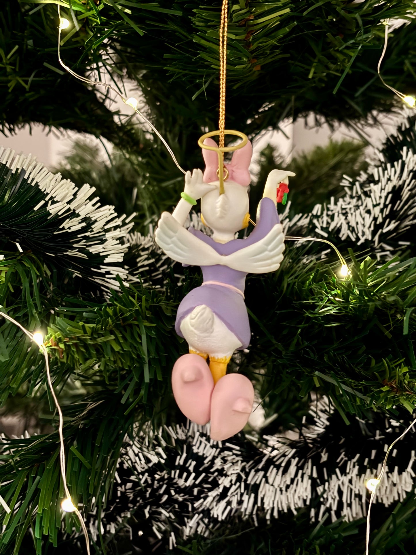 Angel Daisy Duck with Mistletoe Christmas Decoration