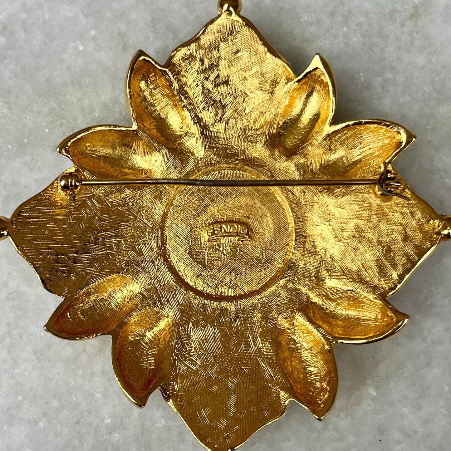 Vintage Fendi Crest Maltese Cross Style Brooch