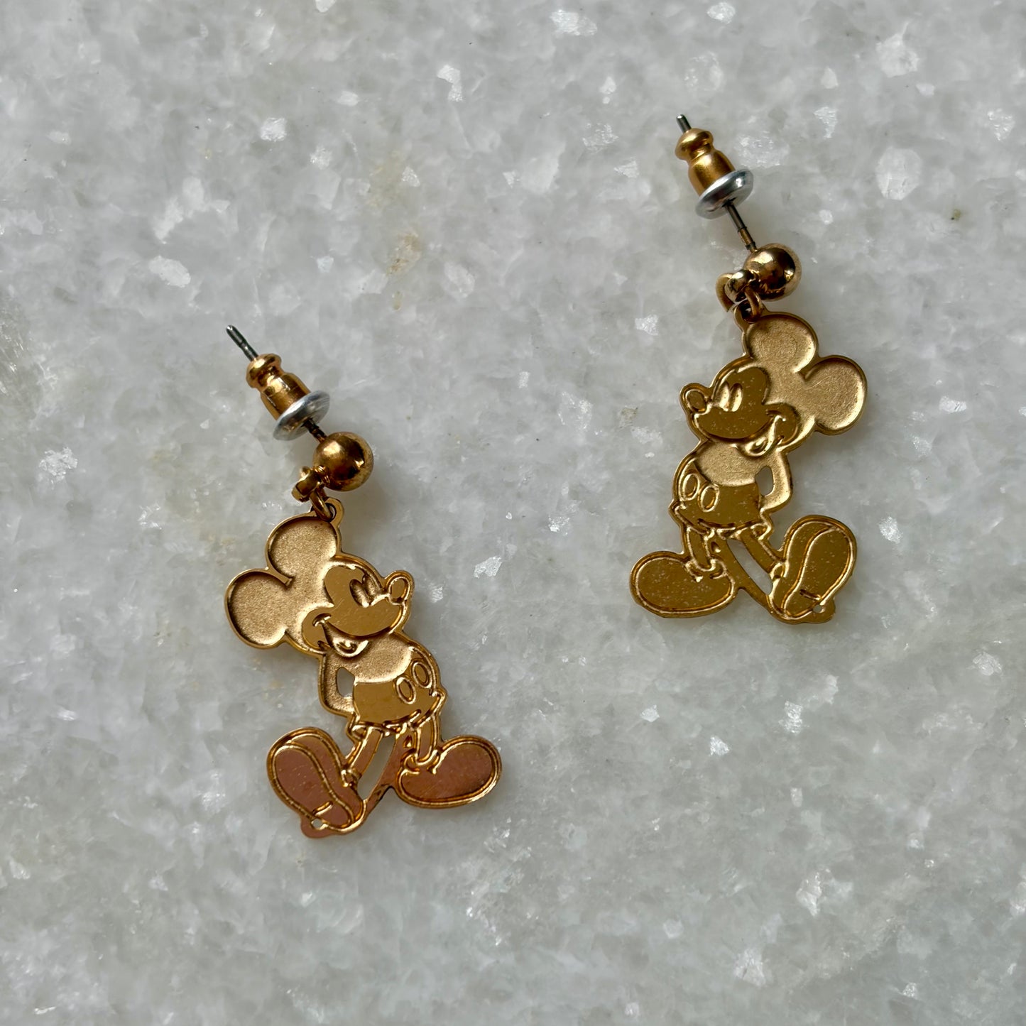 Vintage Disney Designs Gold Plated Mickey Mouse Earrings