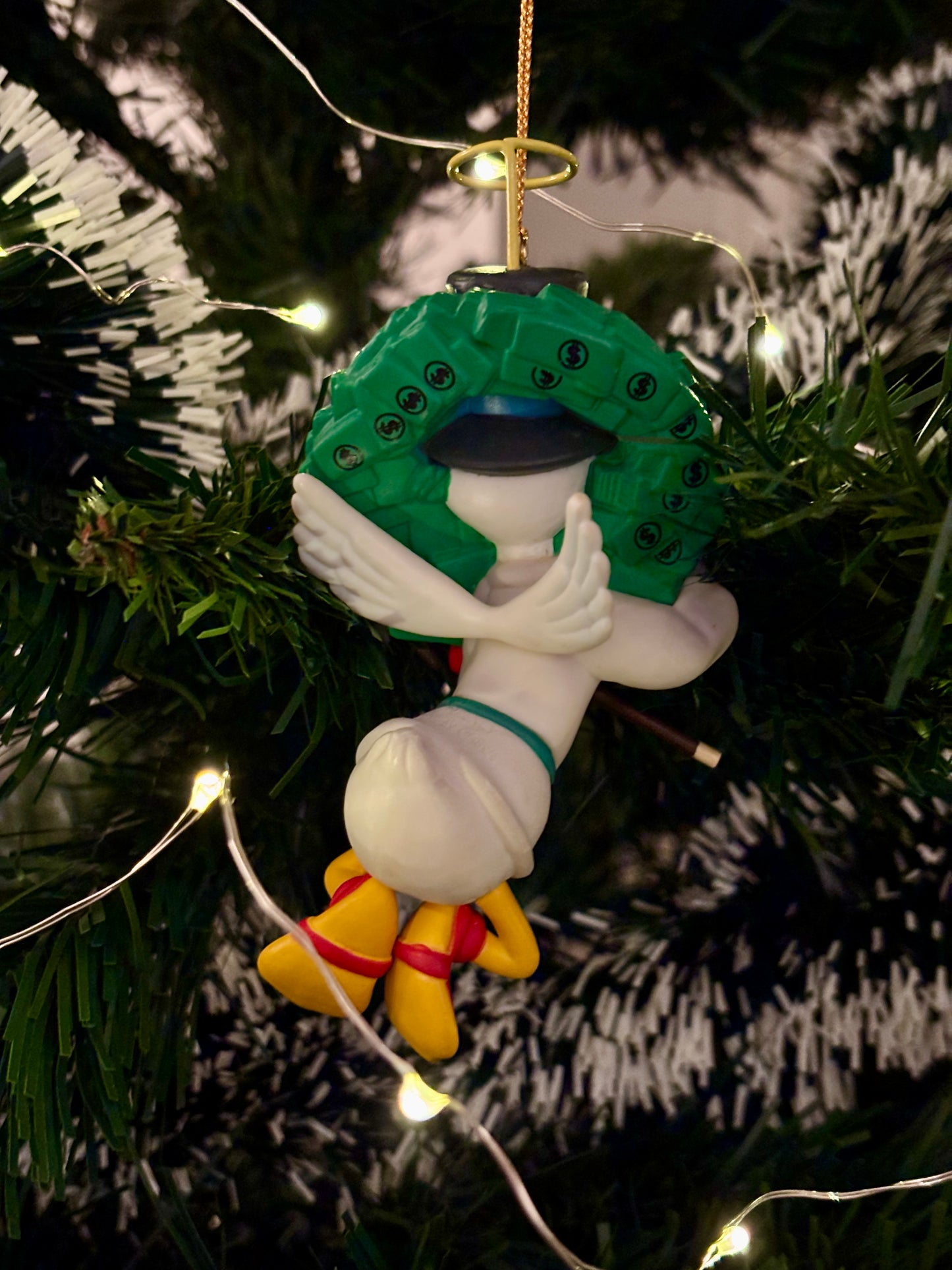 Scrooge McDuck with Money Wreath Angel Christmas Decoration