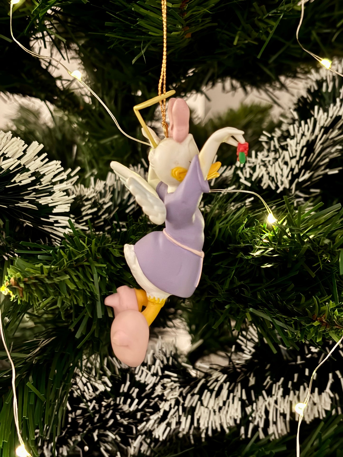 Angel Daisy Duck with Mistletoe Christmas Decoration
