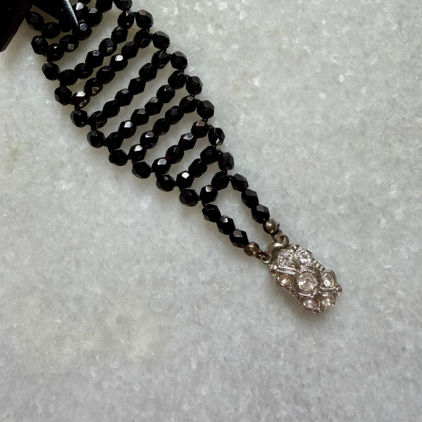 Victorian French Jet Star Beaded Bracelet