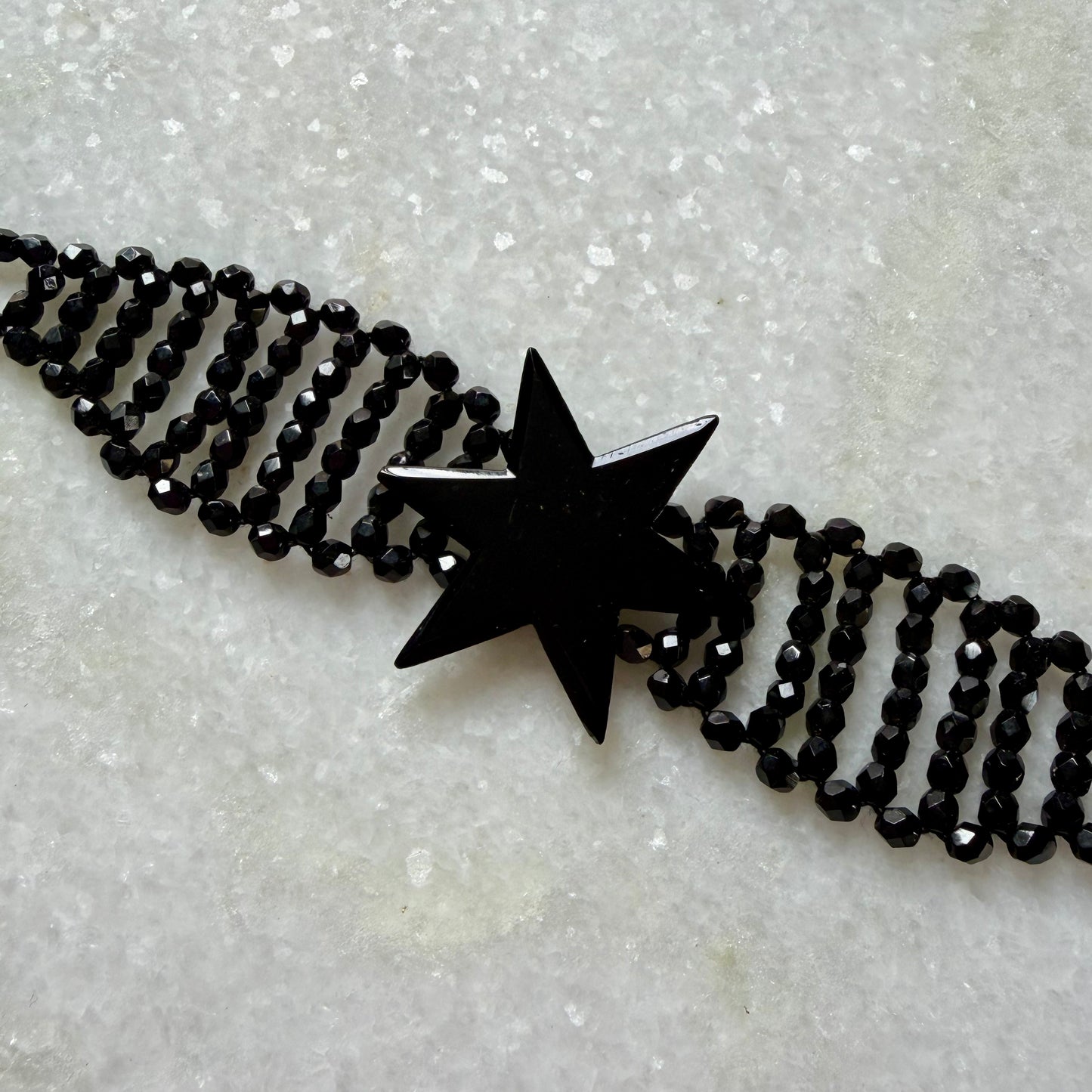 Victorian French Jet Star Beaded Bracelet