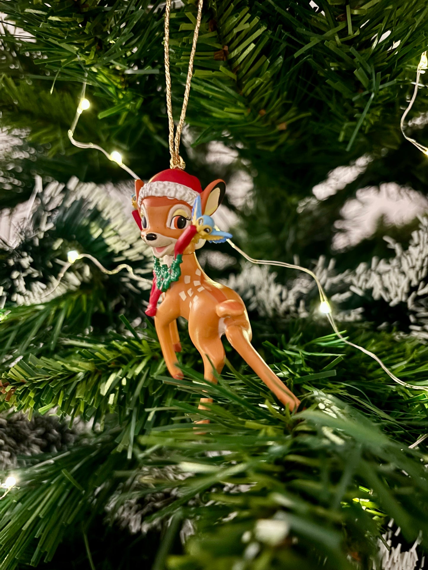 Bambi with Winter Hat and Garland Christmas Decoration