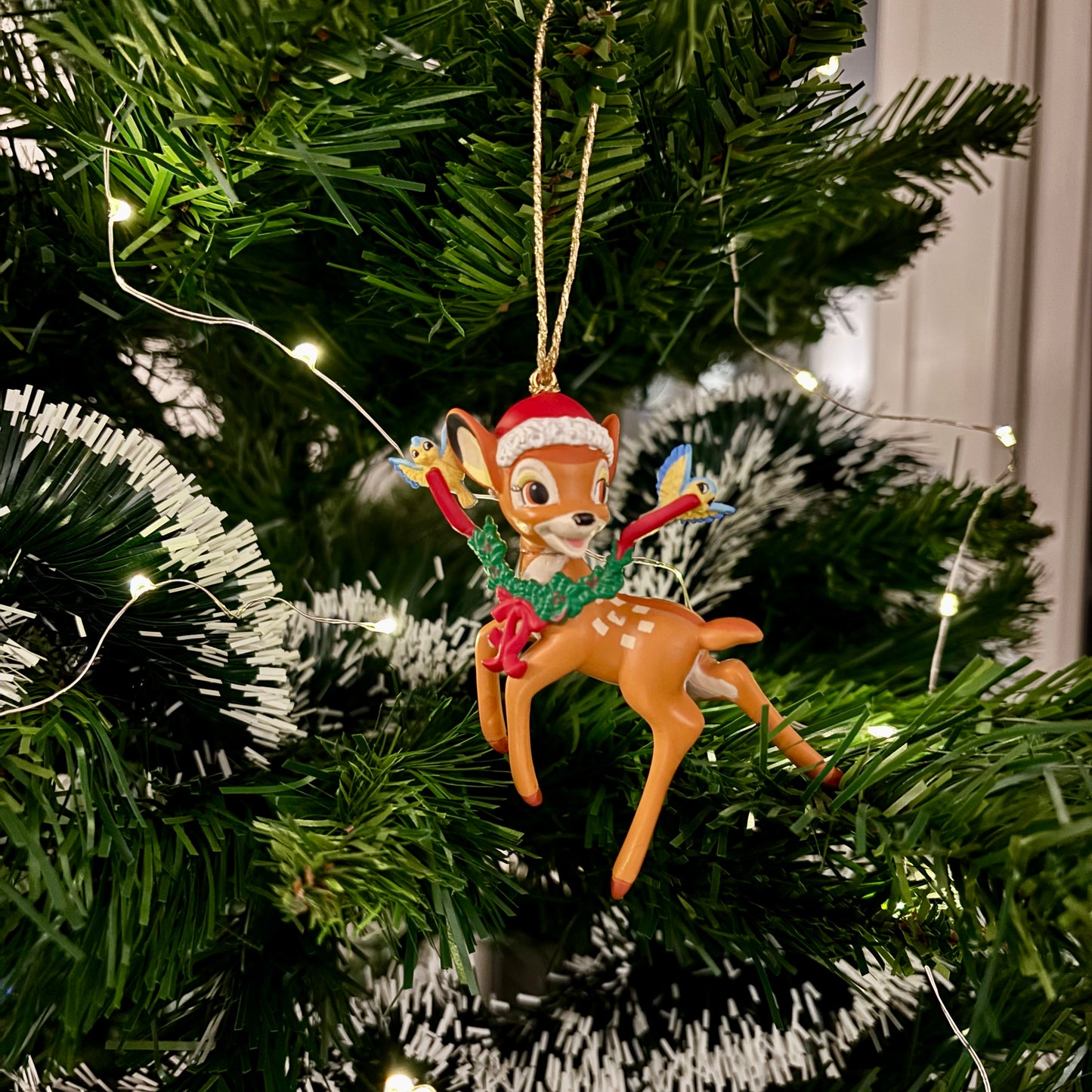 Bambi with Winter Hat and Garland Christmas Decoration