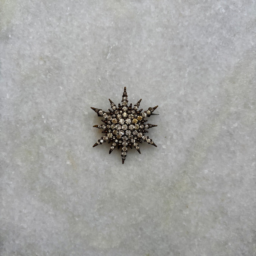 Early Victorian Sparkling Star Paste Stone Brooch