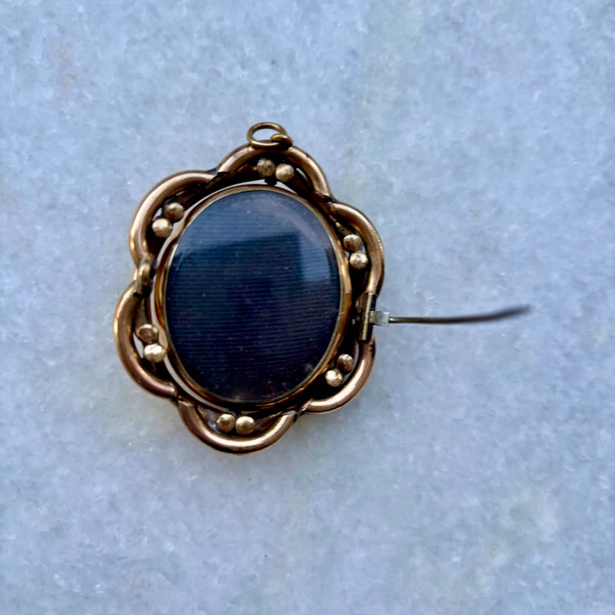 Antique Victorian Pinchbeck Swivel Mourning Brooch