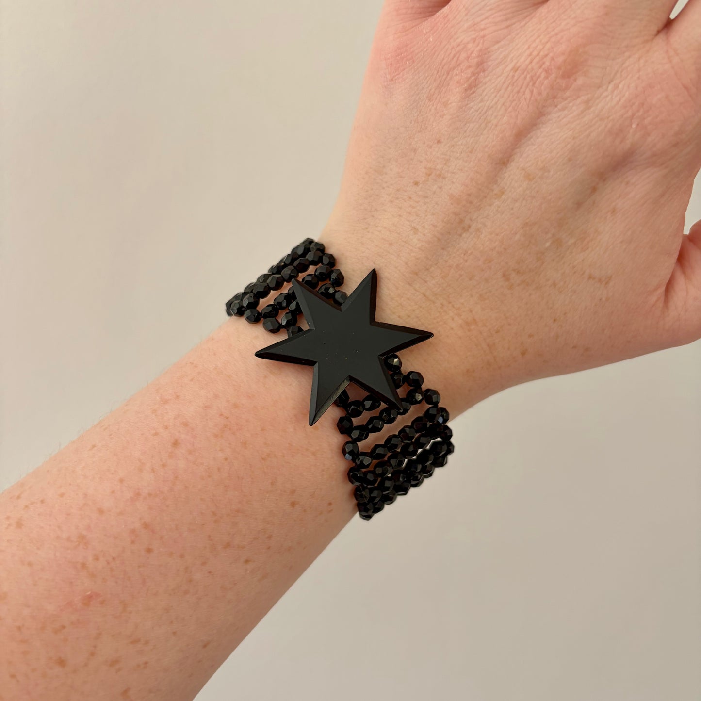 Victorian French Jet Star Beaded Bracelet