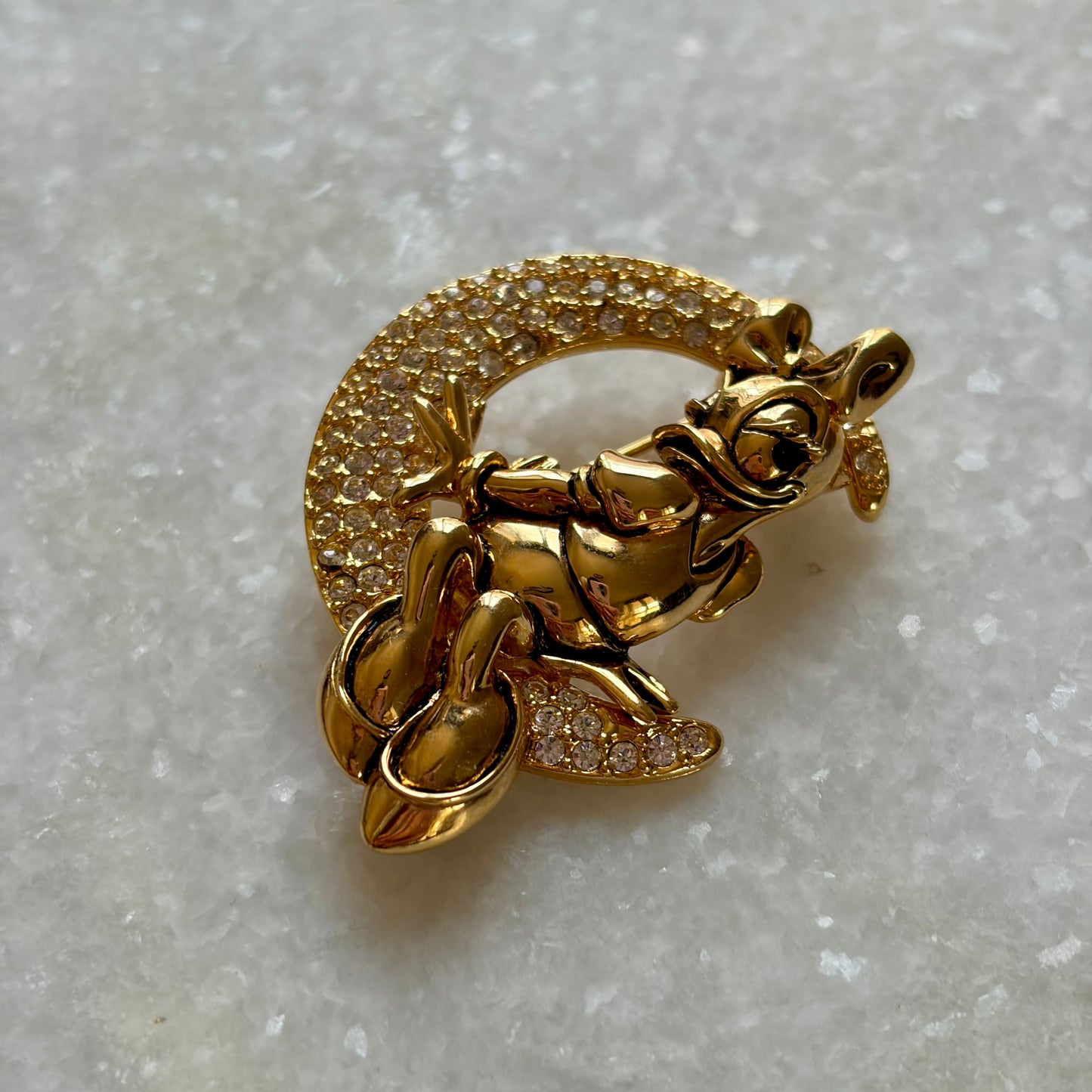 Napier x Disney Daisy Duck on the Moon Rhinestone Brooch