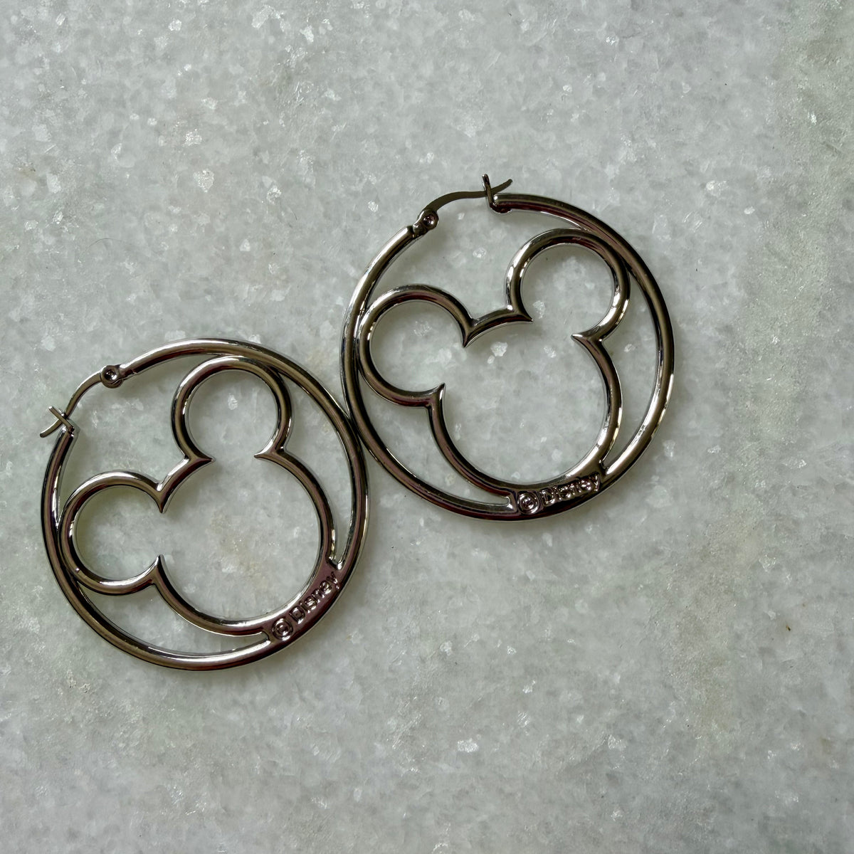 Silver Tone Mickey Mouse Silhouette Earrings