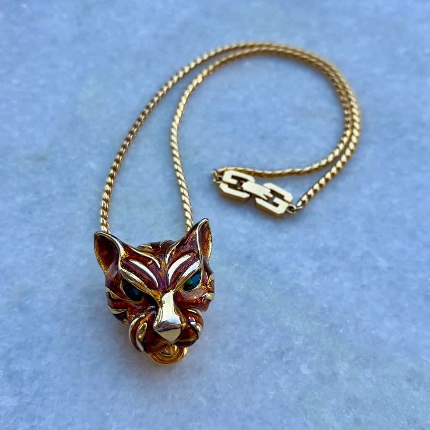 Vintage Tiger Necklace with Givenchy Logo Clasp