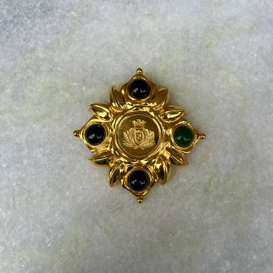 Vintage Fendi Crest Maltese Cross Style Brooch