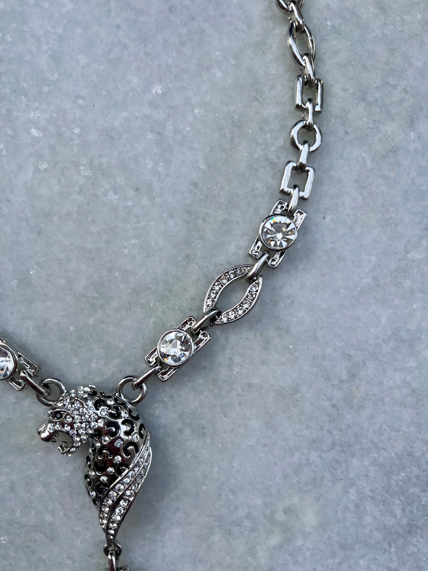 Stunning Rhinestone Leopard Necklace