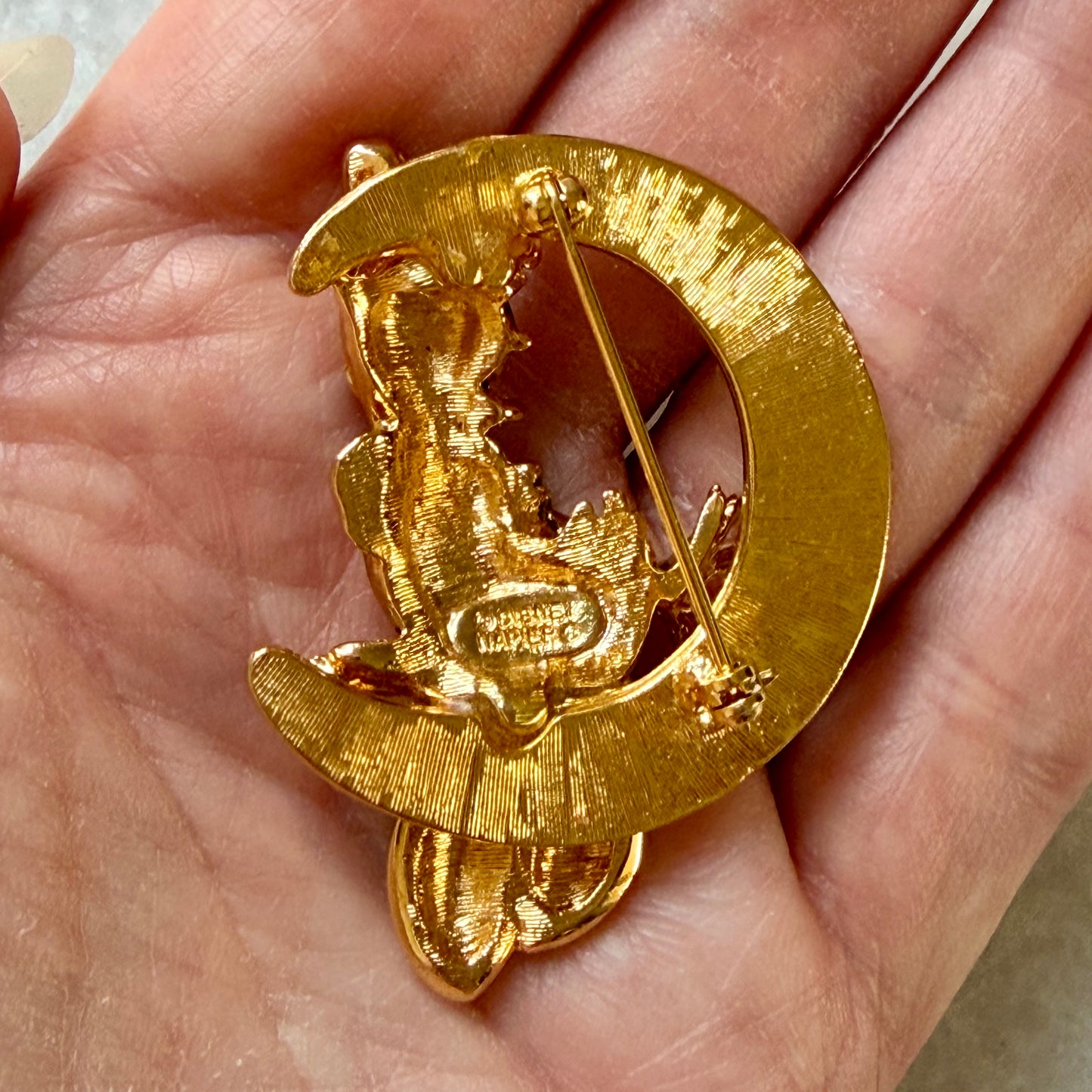 Napier x Disney Daisy Duck on the Moon Rhinestone Brooch