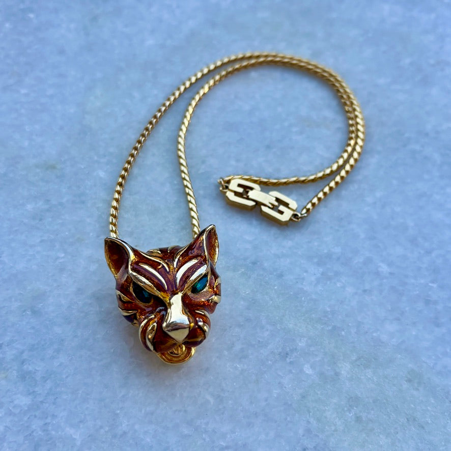 Vintage Tiger Necklace with Givenchy Logo Clasp