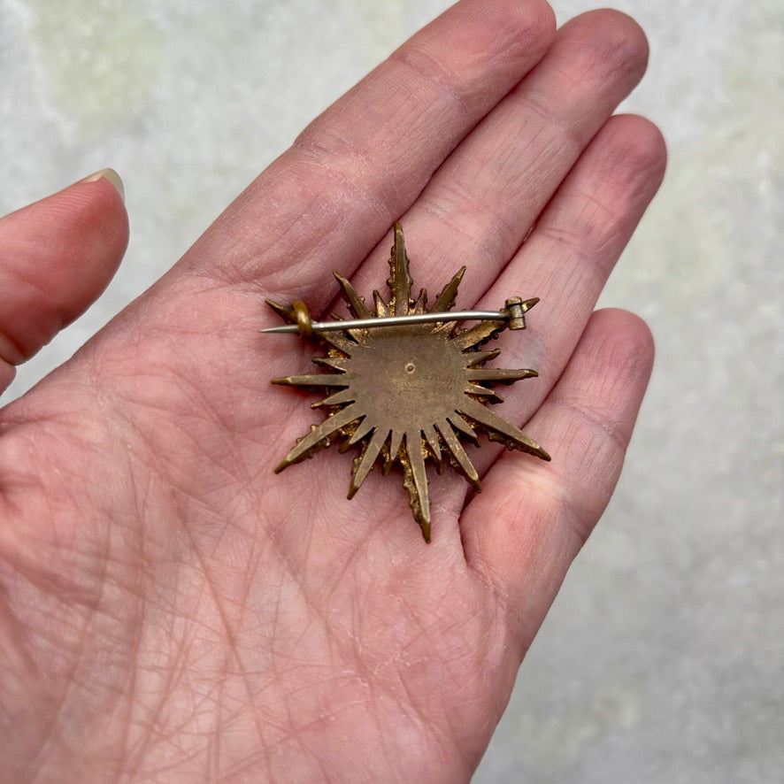 Early Victorian Sparkling Star Paste Stone Brooch