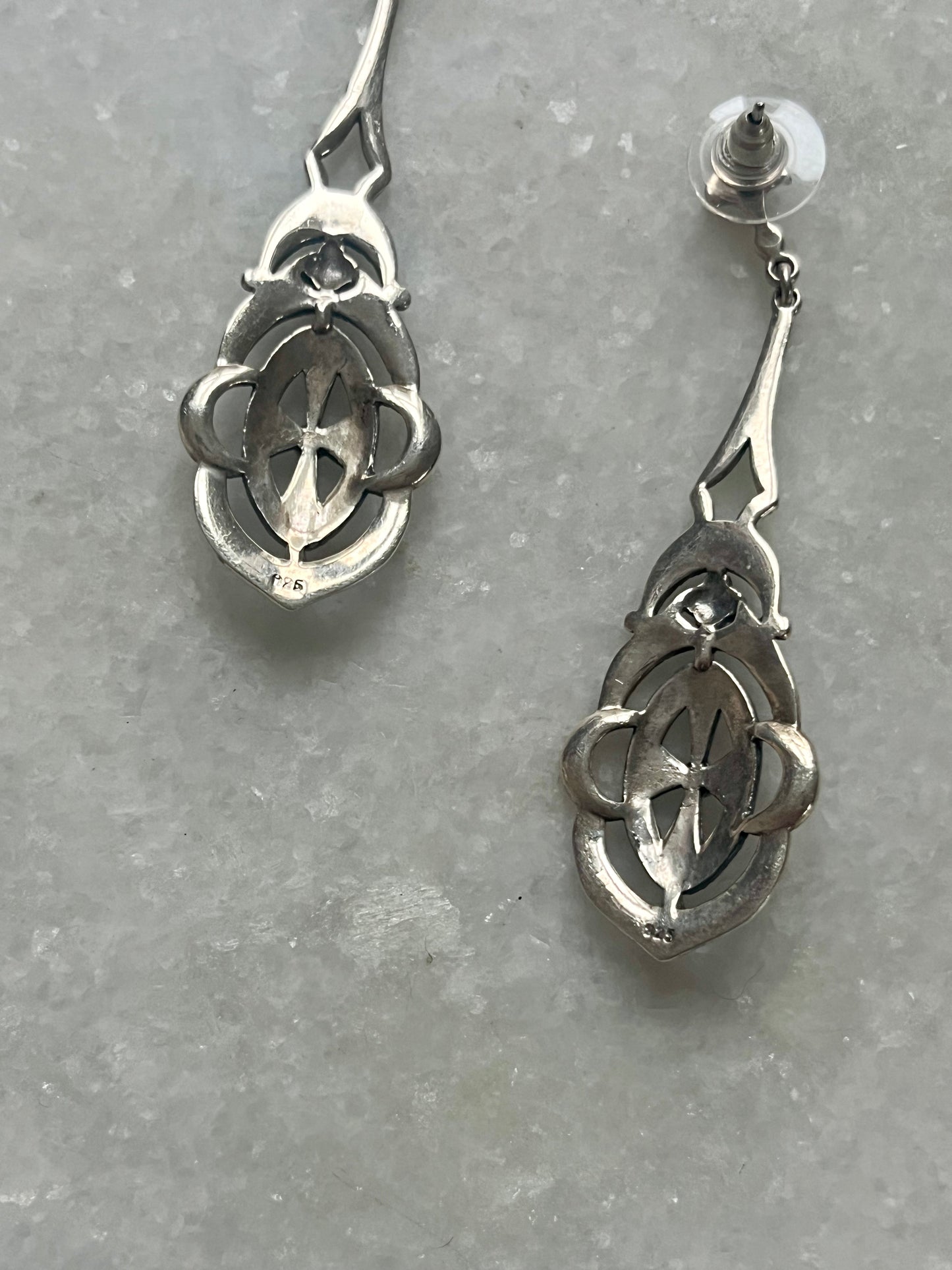 Sterling Silver Marcasite Dangle Drop Earrings