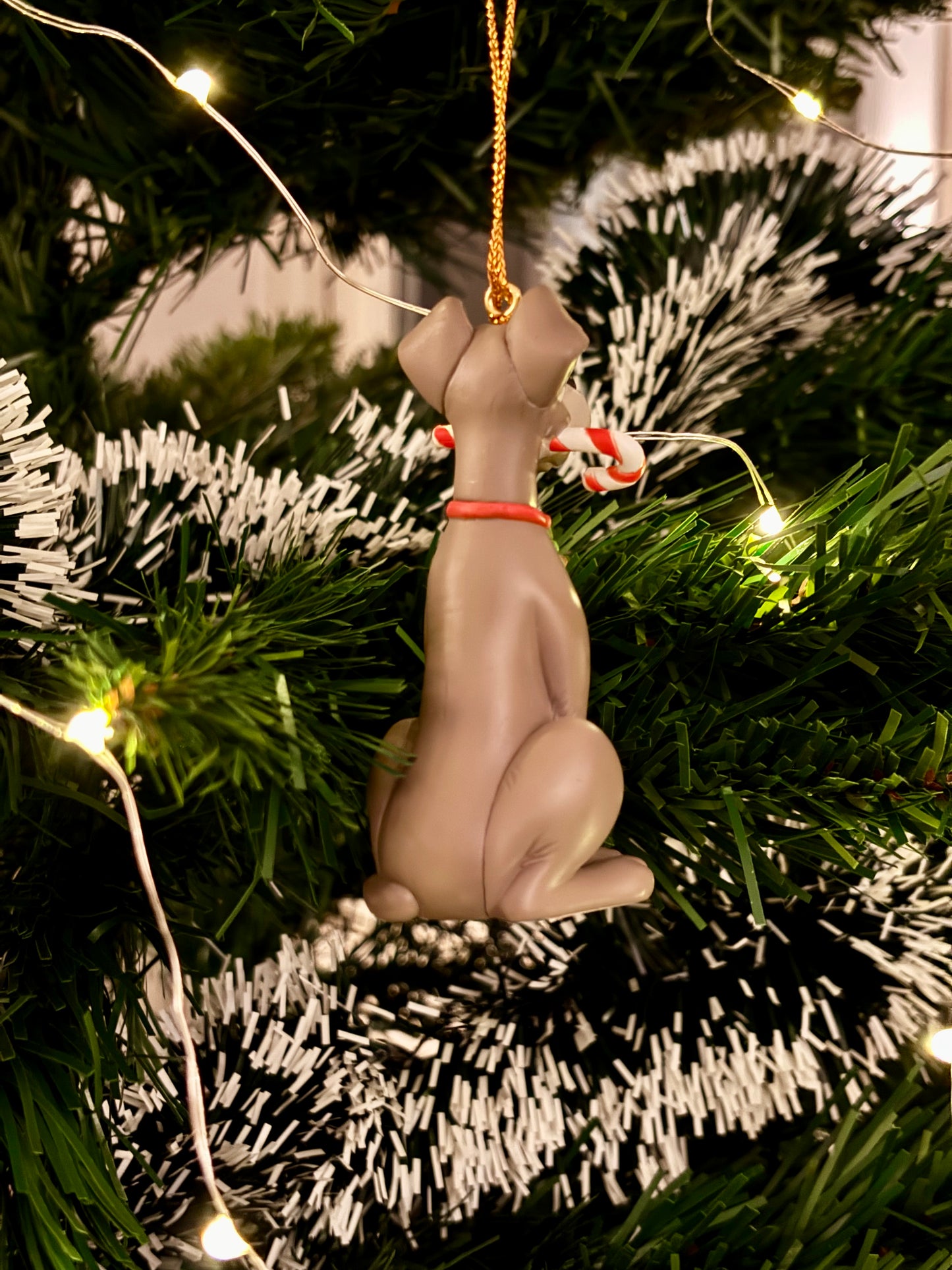 Tramp with Candy Cane Christmas Decoration